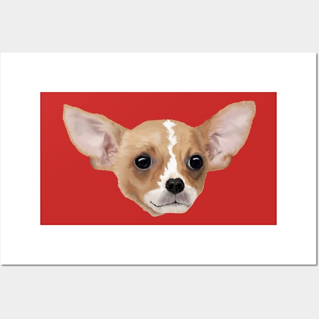 Chihuahua on Red Wall Art by ArtistsQuest